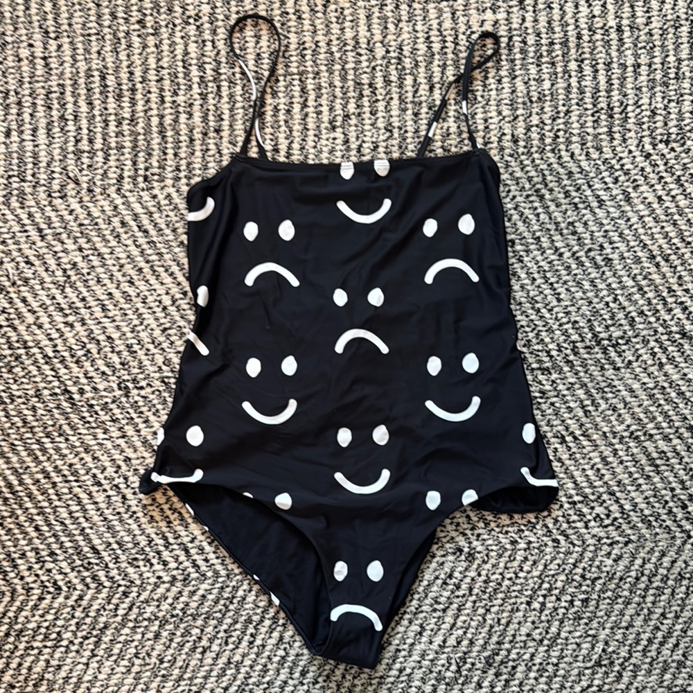 Lazy Oaf One Piece Swimsuit Happy Sad Print